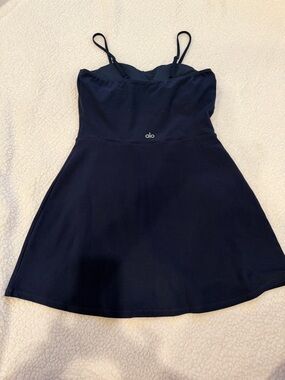 ALO Yoga Navy Blue Spaghetti Strap Tennis Skater Dress M
